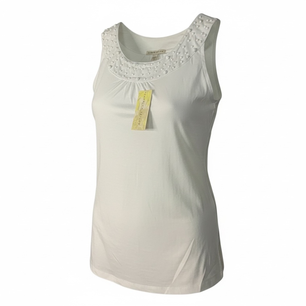 Carolyn Taylor White Embellished Tank Top